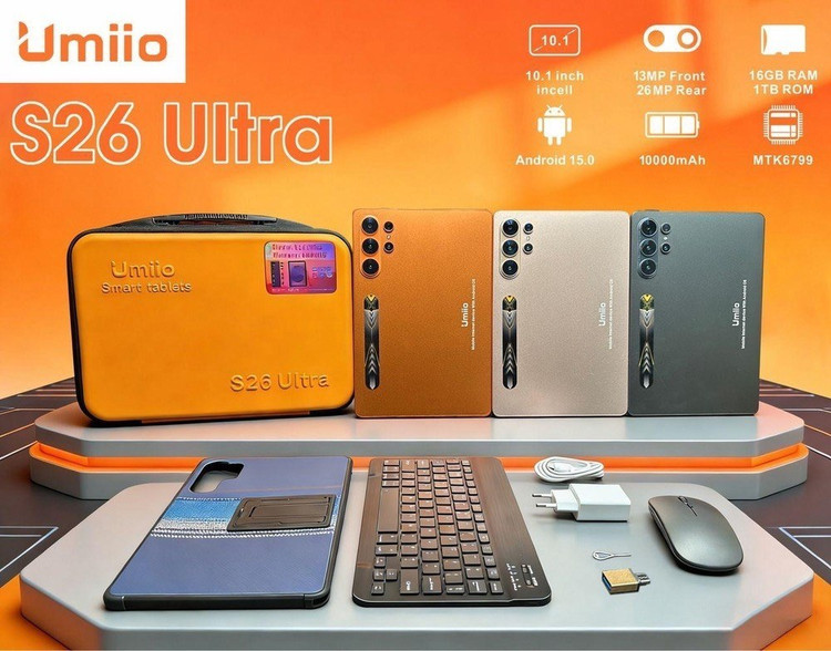 2) تبلت Umiio S26 Ultra رم 4 حافظه 64 گیگ با صفحه 10.1 اینچ، باتری 10000، سیمکارتخور + کیف و لوازم کامل | 7 روز ضمانت بازگشت بدون قید و شرط